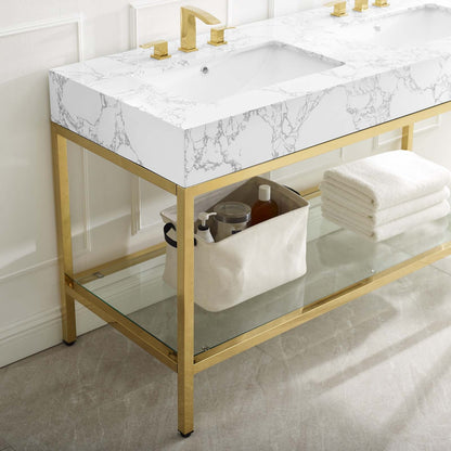 Modway furniture Kingsley Stainless Steel Bathroom Vanity - EEI-3998-BLK-WHI