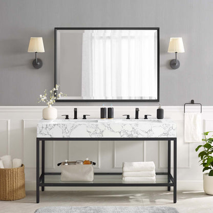 Modway furniture Kingsley Stainless Steel Bathroom Vanity - EEI-3998-BLK-WHI