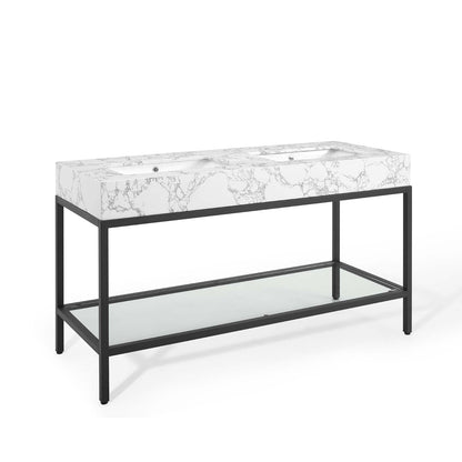 Modway furniture Kingsley Stainless Steel Bathroom Vanity - EEI-3998-BLK-WHI