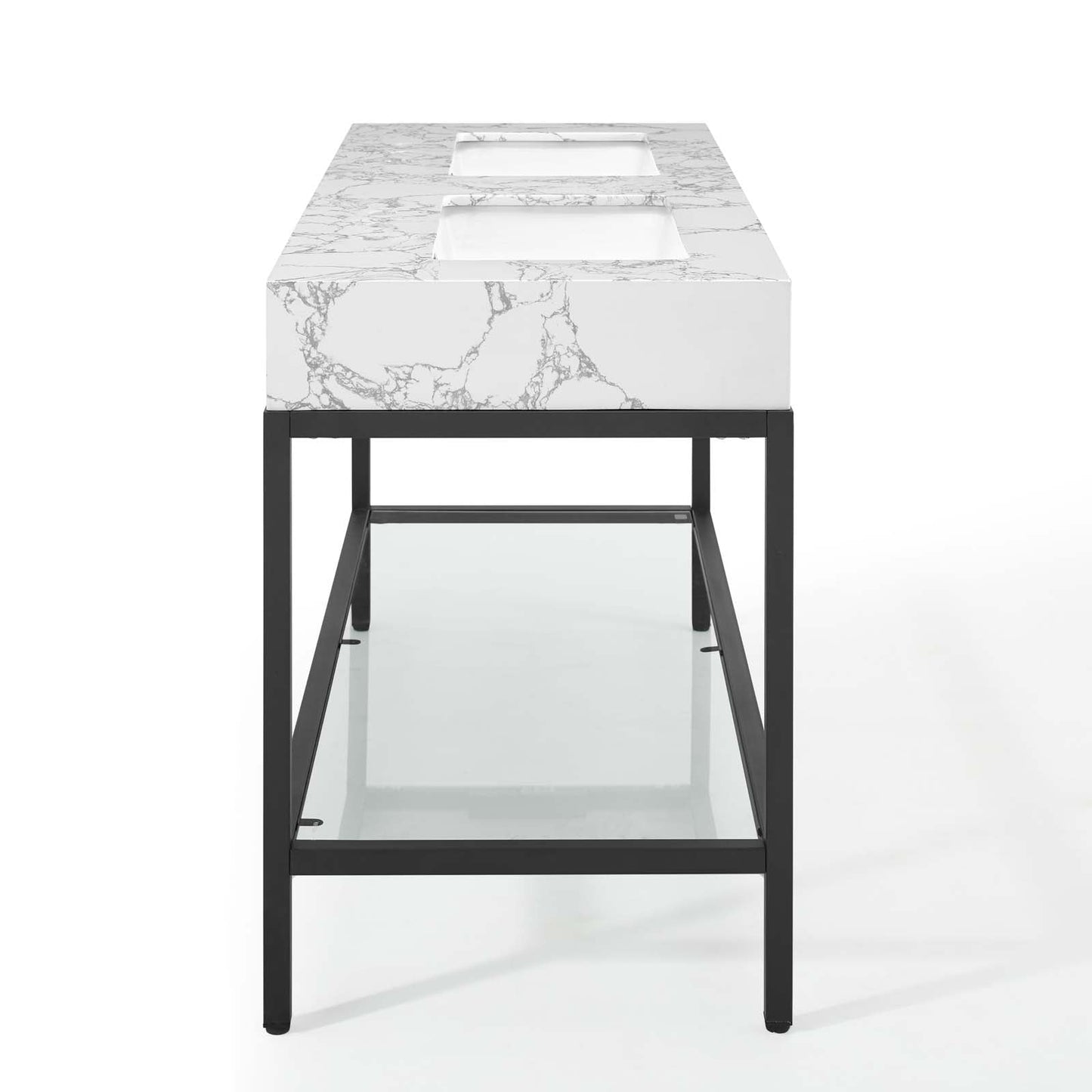 Modway furniture Kingsley Stainless Steel Bathroom Vanity - EEI-3998-BLK-WHI