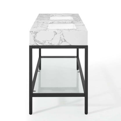 Modway furniture Kingsley Stainless Steel Bathroom Vanity - EEI-3998-BLK-WHI