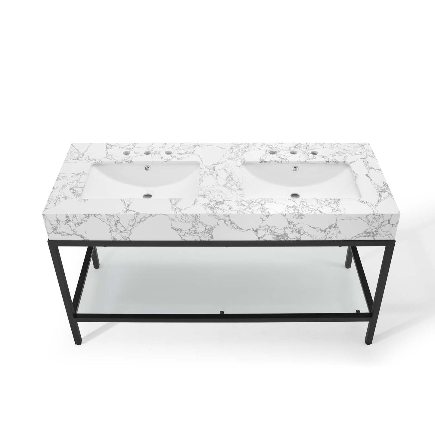 Modway furniture Kingsley Stainless Steel Bathroom Vanity - EEI-3998-BLK-WHI