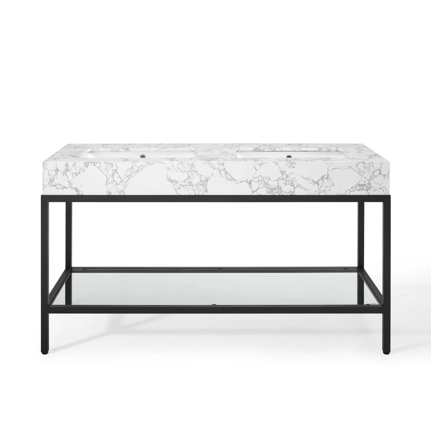Modway furniture Kingsley Stainless Steel Bathroom Vanity - EEI-3998-BLK-WHI