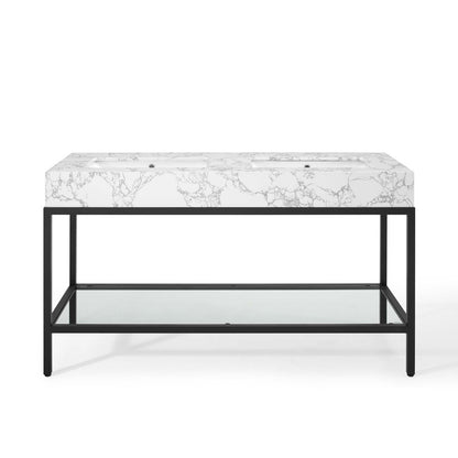 Modway furniture Kingsley Stainless Steel Bathroom Vanity - EEI-3998-BLK-WHI