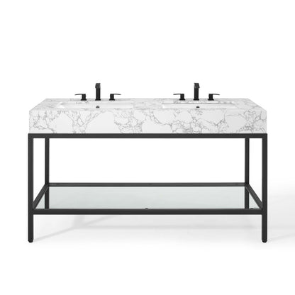 Modway furniture Kingsley Stainless Steel Bathroom Vanity - EEI-3998-BLK-WHI