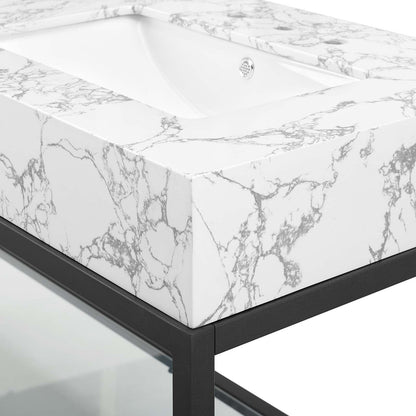Modway furniture Kingsley Stainless Steel Bathroom Vanity - EEI-3998-BLK-WHI