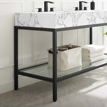 Modway furniture Kingsley Stainless Steel Bathroom Vanity - EEI-3998-BLK-WHI