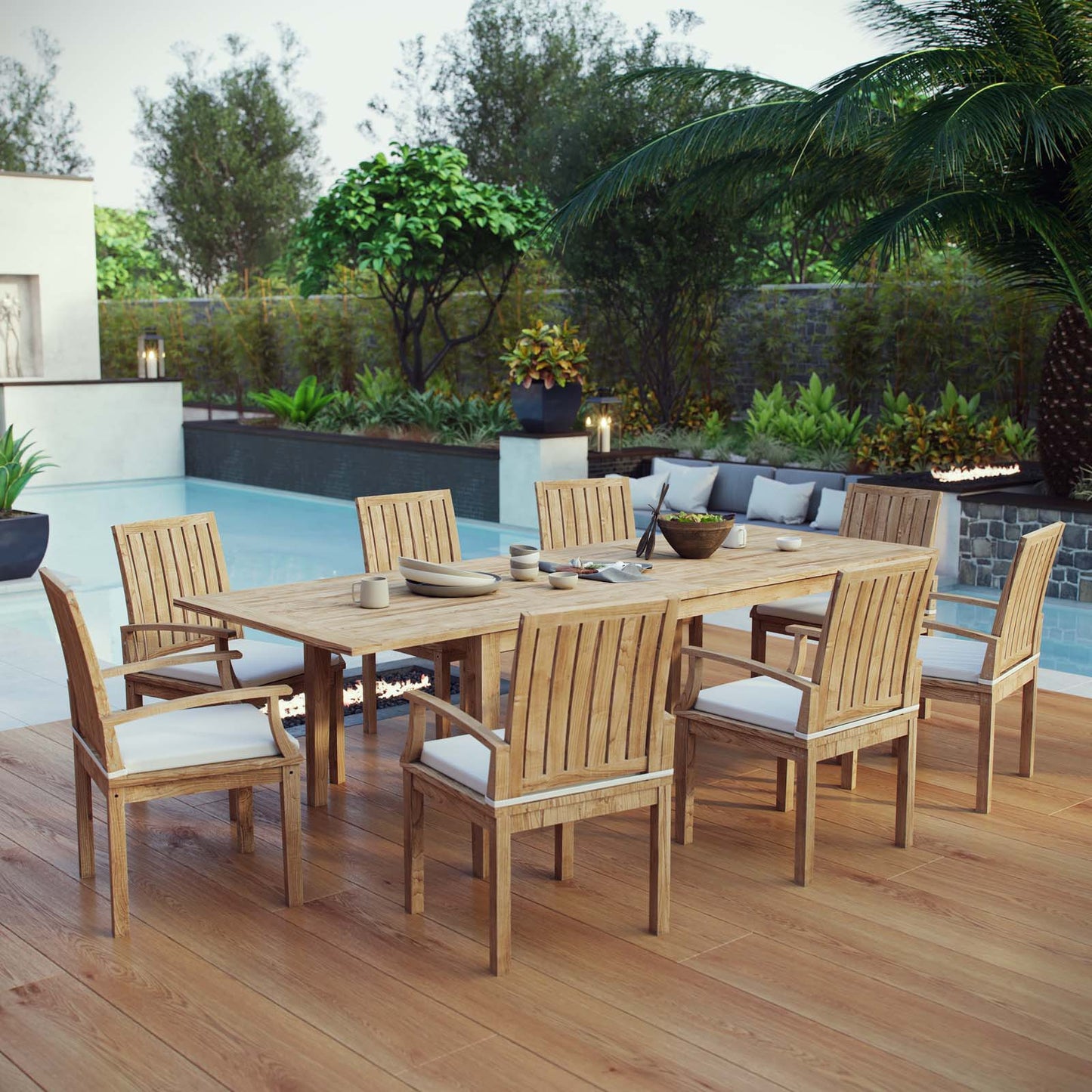 Modway Furniture Marina 9 Piece Outdoor Patio Teak Dining Set by Modway – EEI-3312