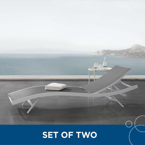 Modway Furniture Glimpse Outdoor Patio Mesh Chaise Lounge Set of 2 - EEI-4038-WHI-GRY