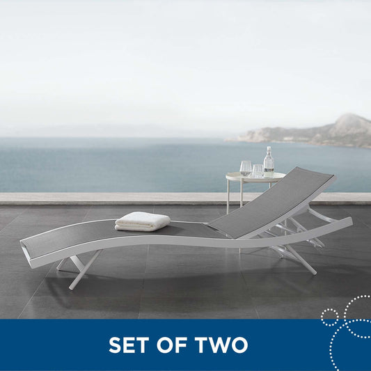 Modway Furniture Glimpse Outdoor Patio Mesh Chaise Lounge Set of 2 - EEI-4038-WHI-GRY