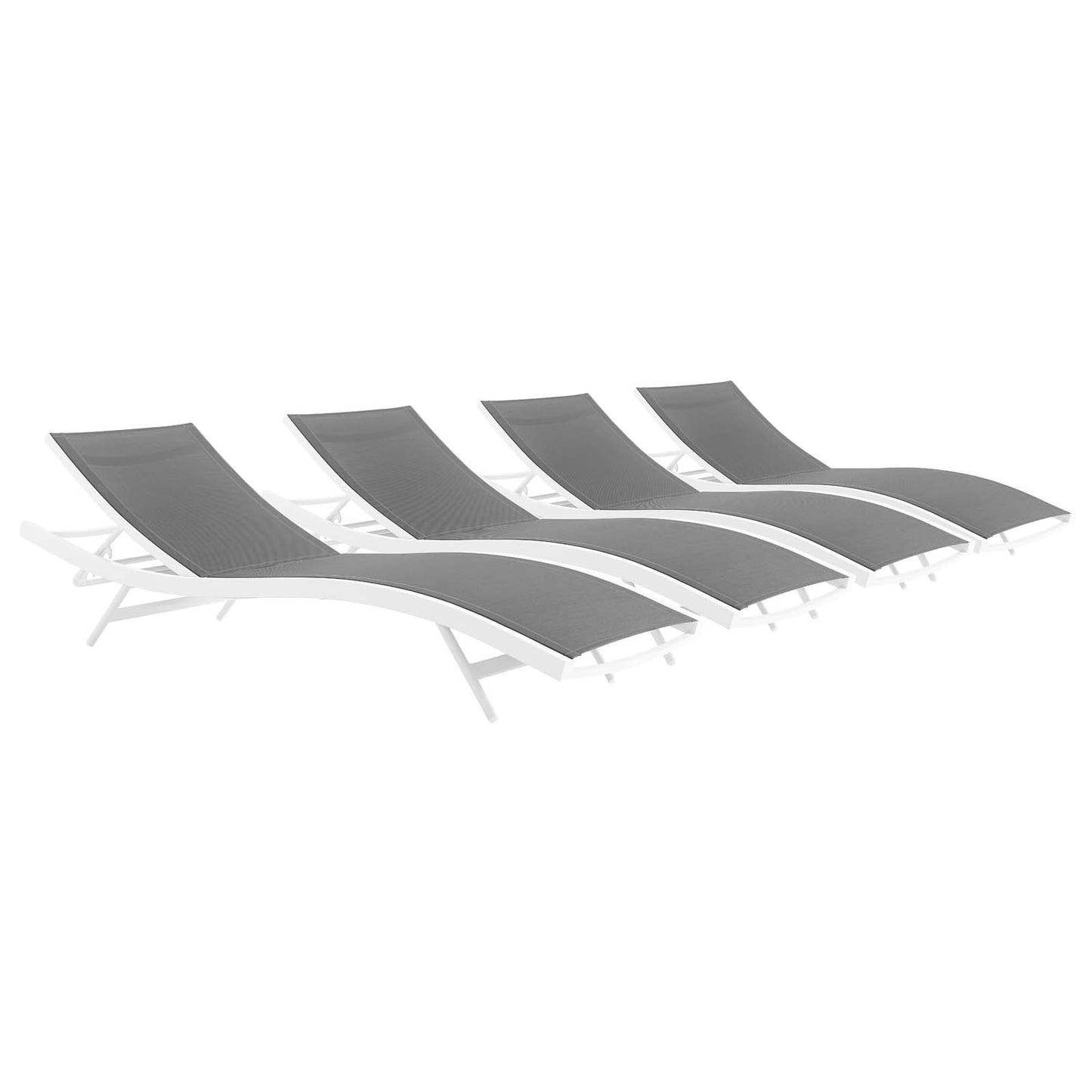 Modway Furniture Glimpse Outdoor Patio Mesh Chaise Lounge Set of 4 - EEI-4039-WHI-GRY