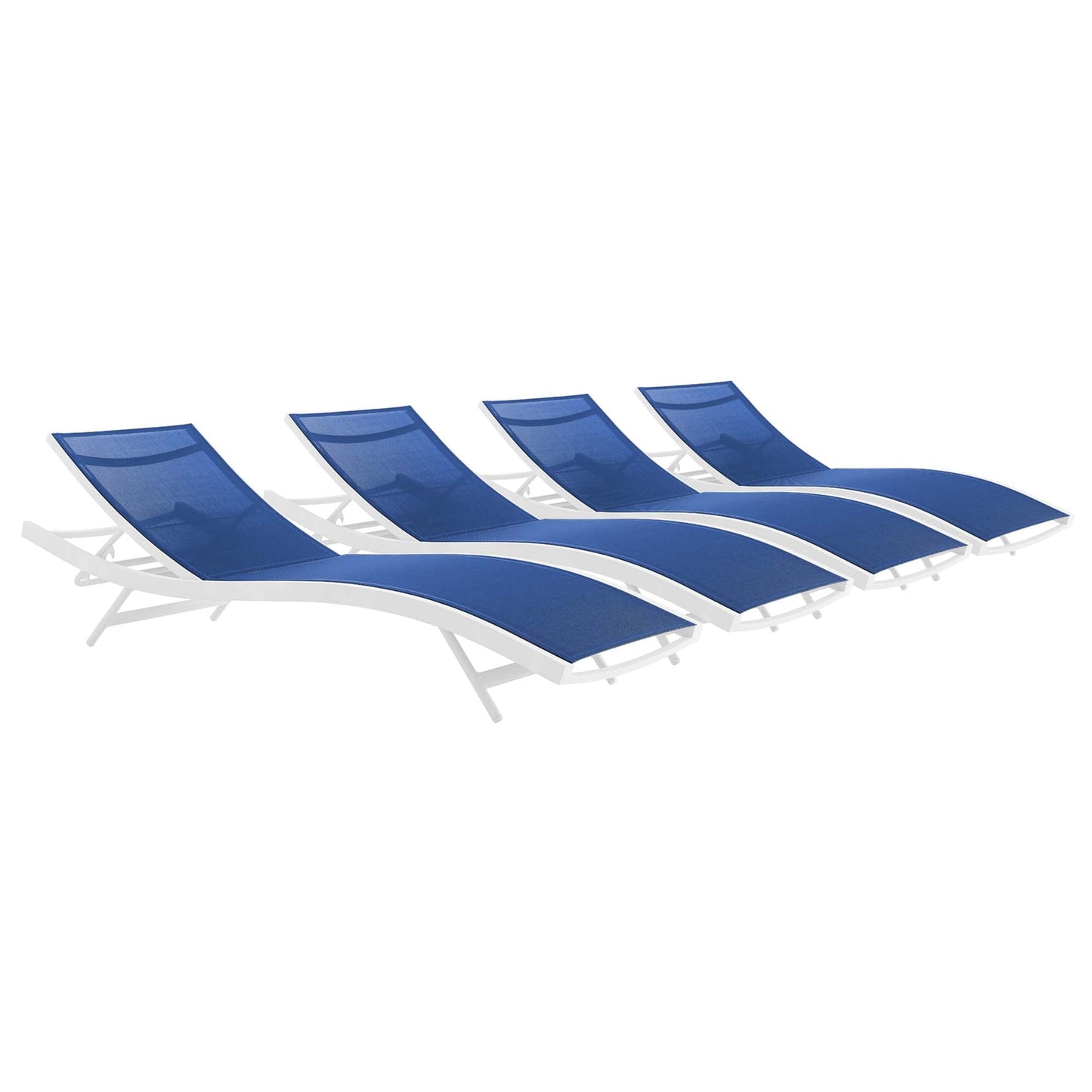 Modway Furniture Glimpse Outdoor Patio Mesh Chaise Lounge Set of 4 - EEI-4039-WHI-GRY
