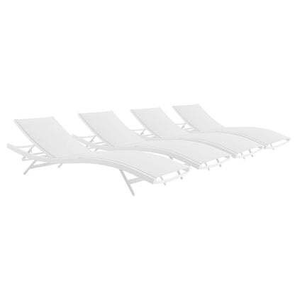 Modway Furniture Glimpse Outdoor Patio Mesh Chaise Lounge Set of 4 - EEI-4039-WHI-GRY