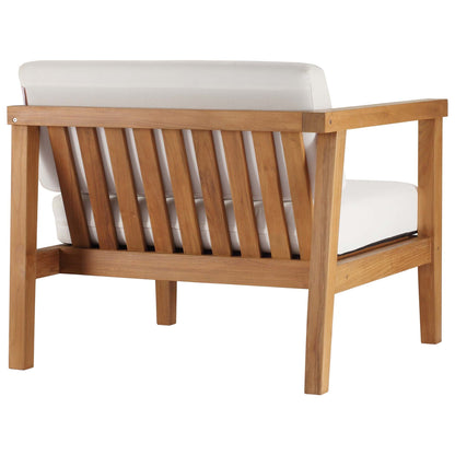 Modway Furniture Bayport Outdoor Patio Teak Wood Left-Arm Chair - EEI-4128-NAT-WHI