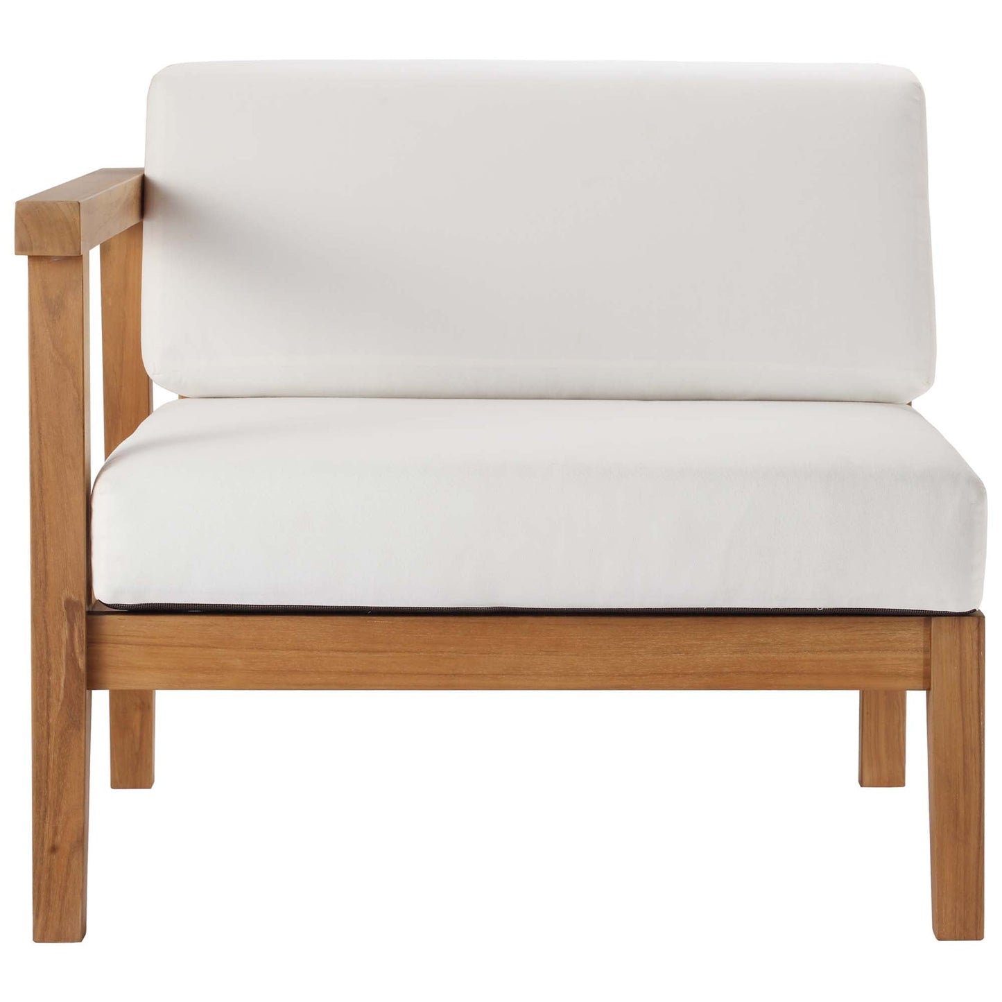 Modway Furniture Bayport Outdoor Patio Teak Wood Left-Arm Chair - EEI-4128-NAT-WHI
