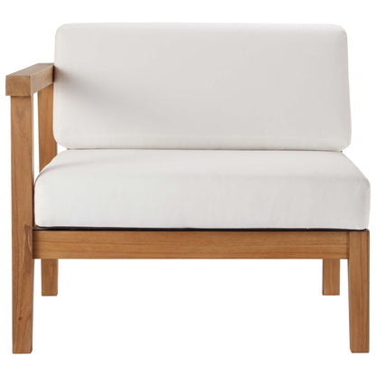 Modway Furniture Bayport Outdoor Patio Teak Wood Left-Arm Chair - EEI-4128-NAT-WHI