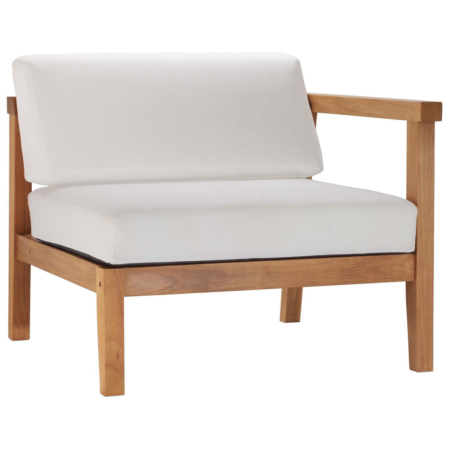 Modway Furniture Bayport Outdoor Patio Teak Wood Right-Arm Chair - EEI-4129-NAT-WHI