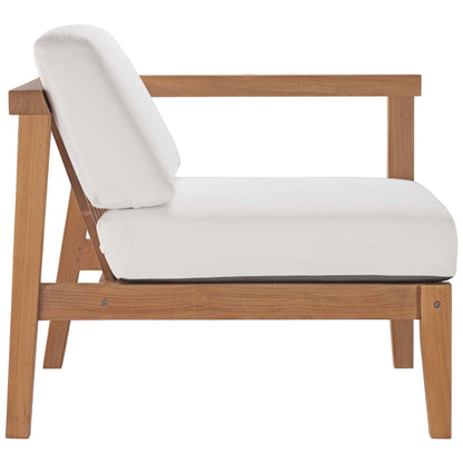 Modway Furniture Bayport Outdoor Patio Teak Wood Right-Arm Chair - EEI-4129-NAT-WHI