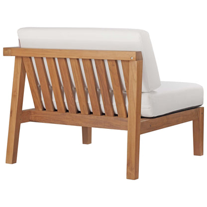 Modway Furniture Bayport Outdoor Patio Teak Wood Right-Arm Chair - EEI-4129-NAT-WHI