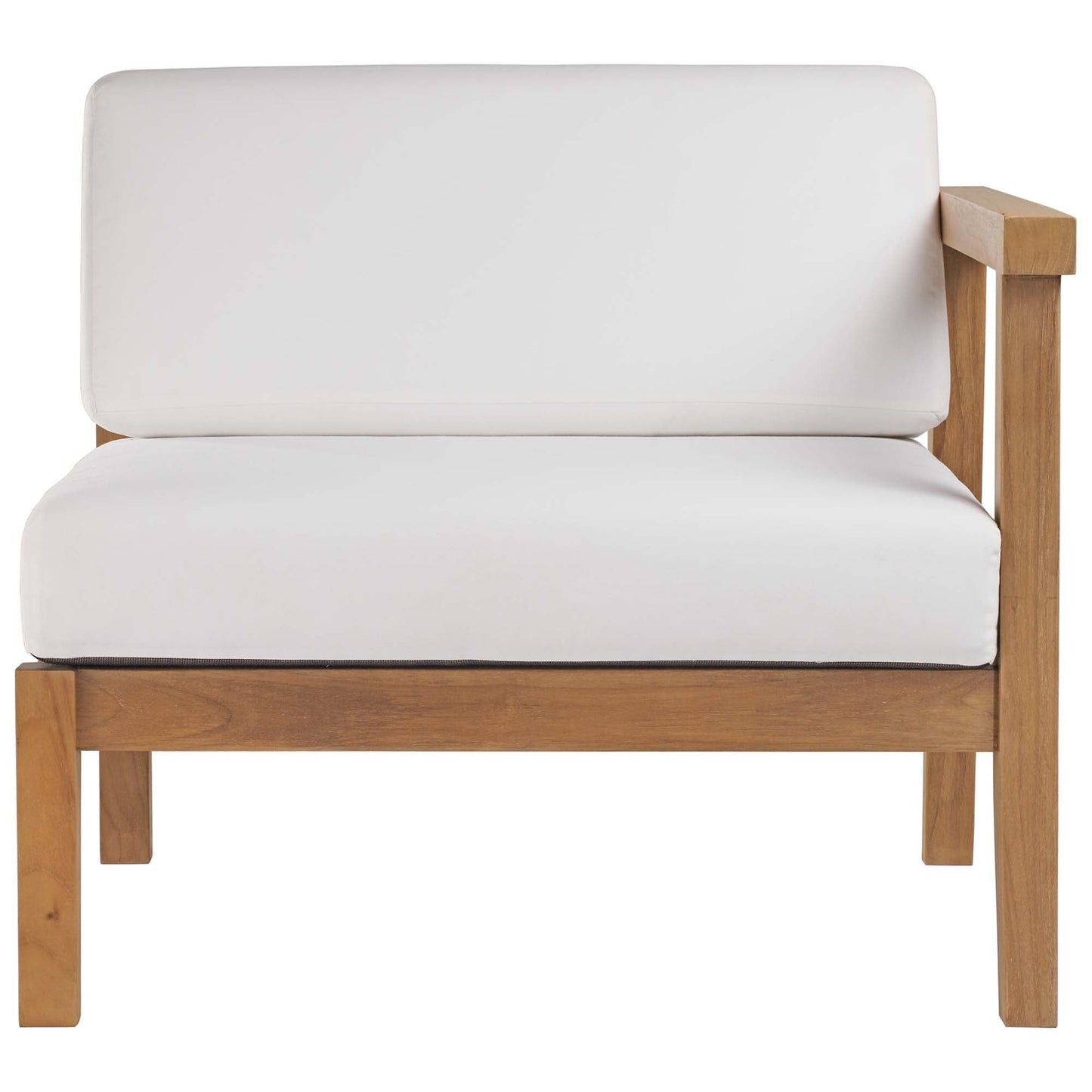 Modway Furniture Bayport Outdoor Patio Teak Wood Right-Arm Chair - EEI-4129-NAT-WHI