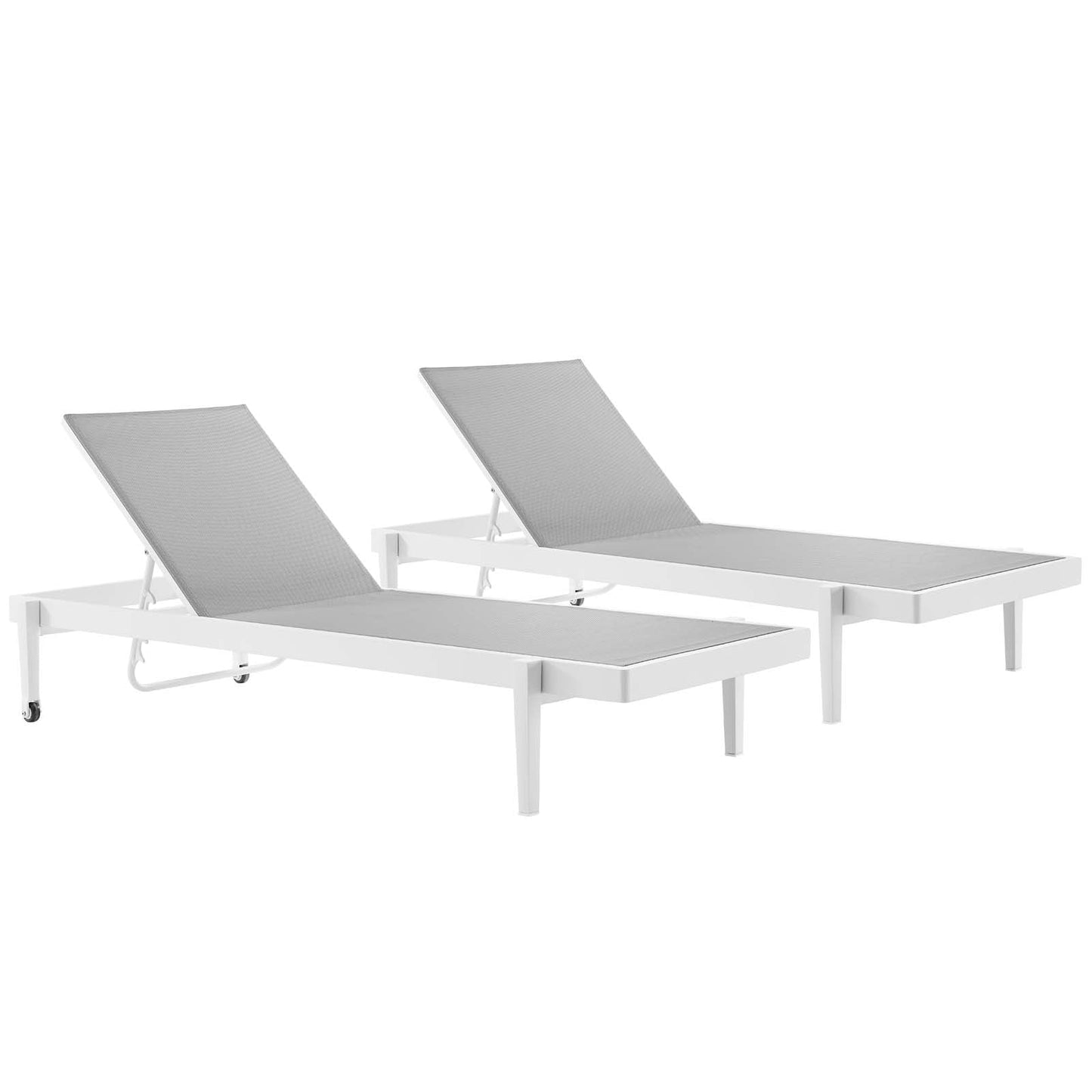 Modway Furniture Charleston Outdoor Patio Aluminum Chaise Lounge Chair Set of 2 - EEI-4204-WHI-GRY
