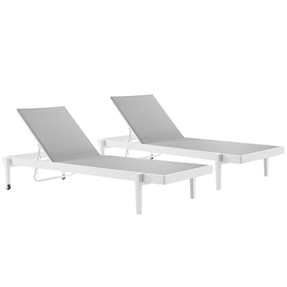 Modway Furniture Charleston Outdoor Patio Aluminum Chaise Lounge Chair Set of 2 - EEI-4204-WHI-GRY