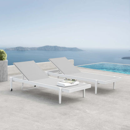 Modway Furniture Charleston Outdoor Patio Aluminum Chaise Lounge Chair Set of 2 - EEI-4204-WHI-GRY
