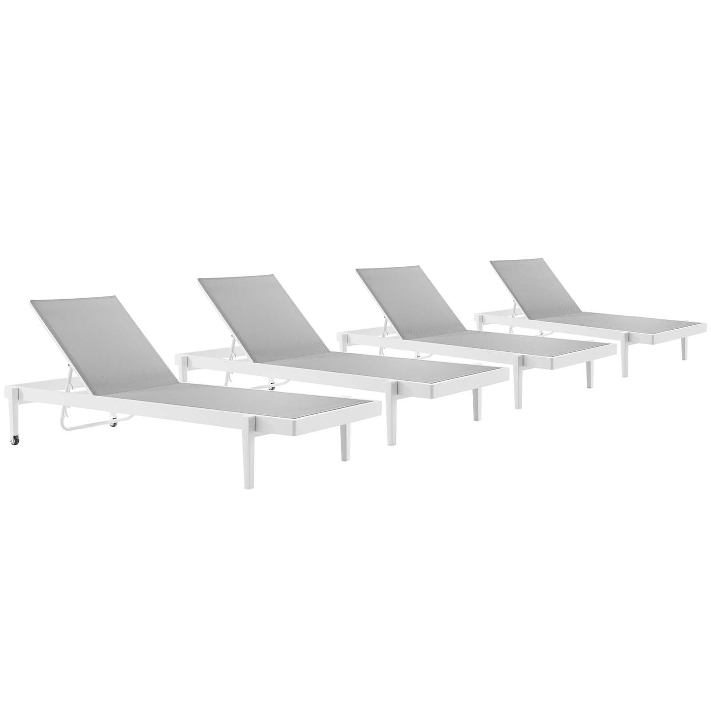 Modway Furniture Charleston Outdoor Patio Aluminum Chaise Lounge Chair Set of 4 - EEI-4205-WHI-GRY