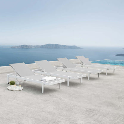 Modway Furniture Charleston Outdoor Patio Aluminum Chaise Lounge Chair Set of 4 - EEI-4205-WHI-GRY