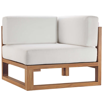 Modway Furniture Upland Outdoor Patio Teak Wood 4-Piece Sectional Sofa Set by Modway - EEI-4253-NAT-WHI-SET