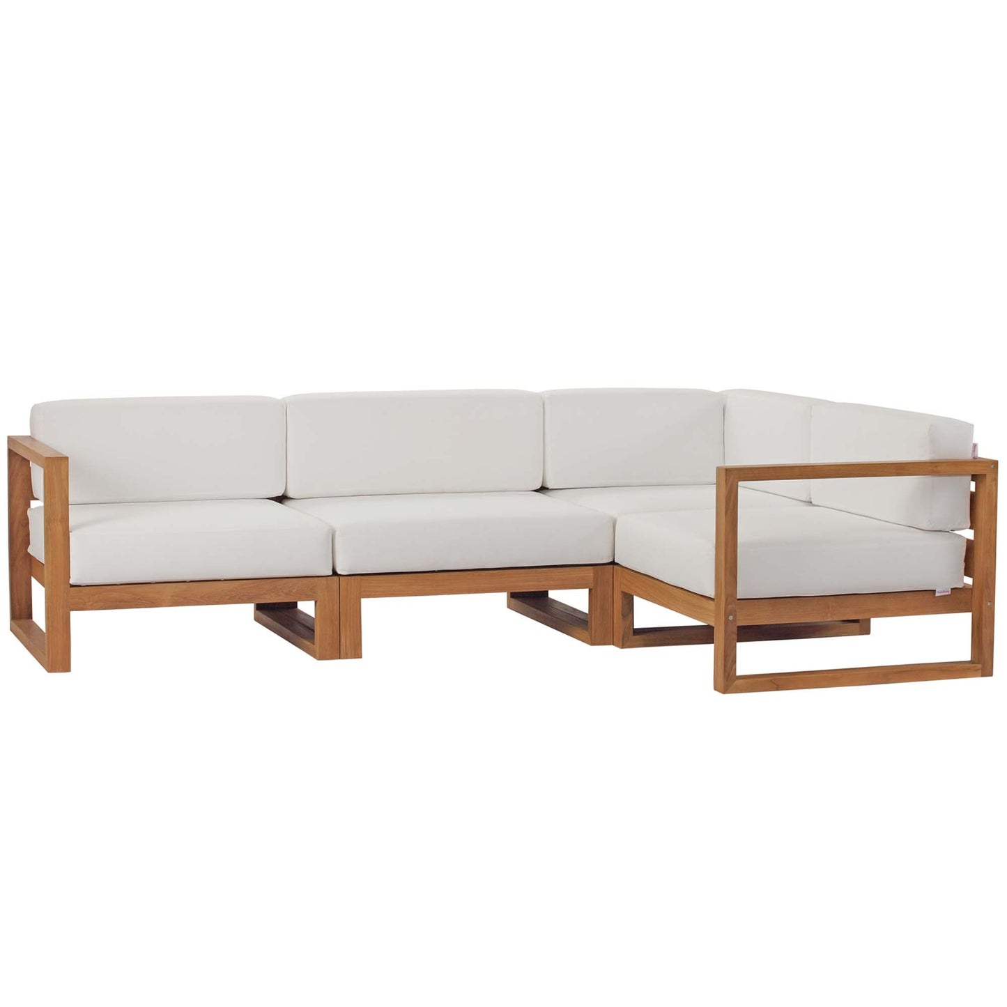Modway Furniture Upland Outdoor Patio Teak Wood 4-Piece Sectional Sofa Set by Modway - EEI-4253-NAT-WHI-SET