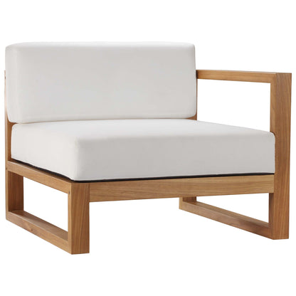 Modway Furniture Upland Outdoor Patio Teak Wood 4-Piece Sectional Sofa Set by Modway - EEI-4253-NAT-WHI-SET