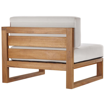 Modway Furniture Upland Outdoor Patio Teak Wood 4-Piece Sectional Sofa Set by Modway - EEI-4253-NAT-WHI-SET