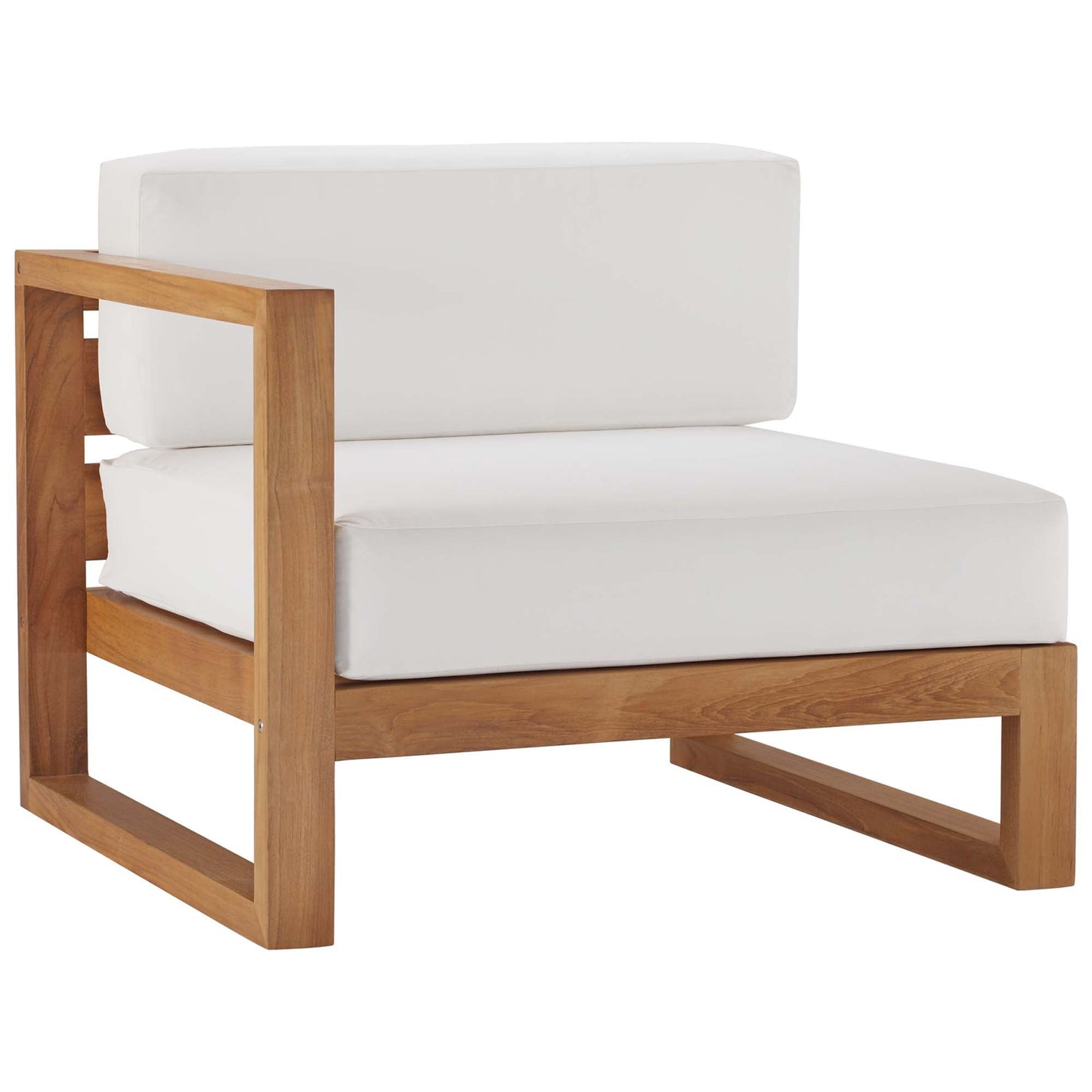 Modway Furniture Upland Outdoor Patio Teak Wood 4-Piece Sectional Sofa Set by Modway - EEI-4253-NAT-WHI-SET