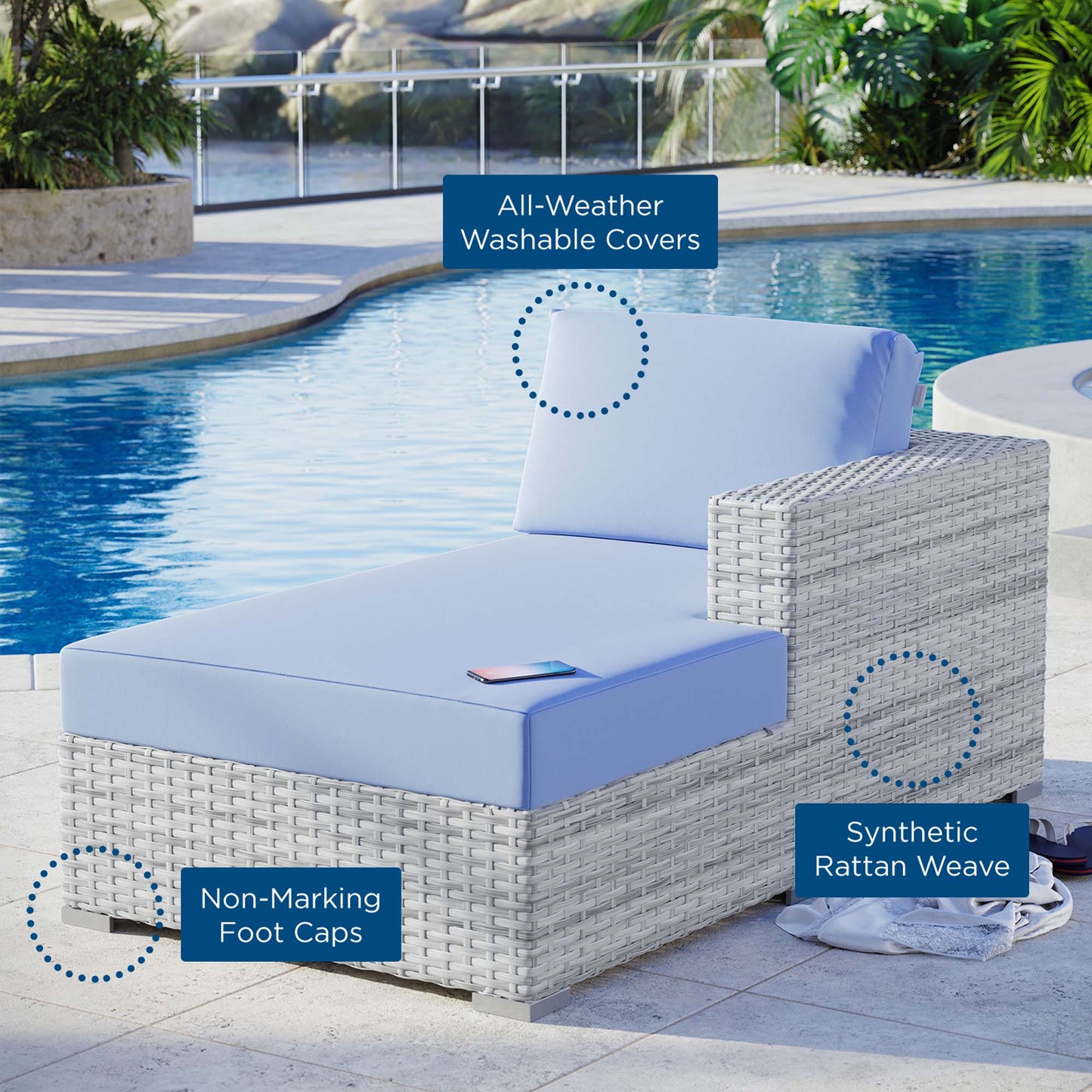 Modway Furniture Convene Outdoor Patio Right Chaise - EEI-4304-LGR-CHA