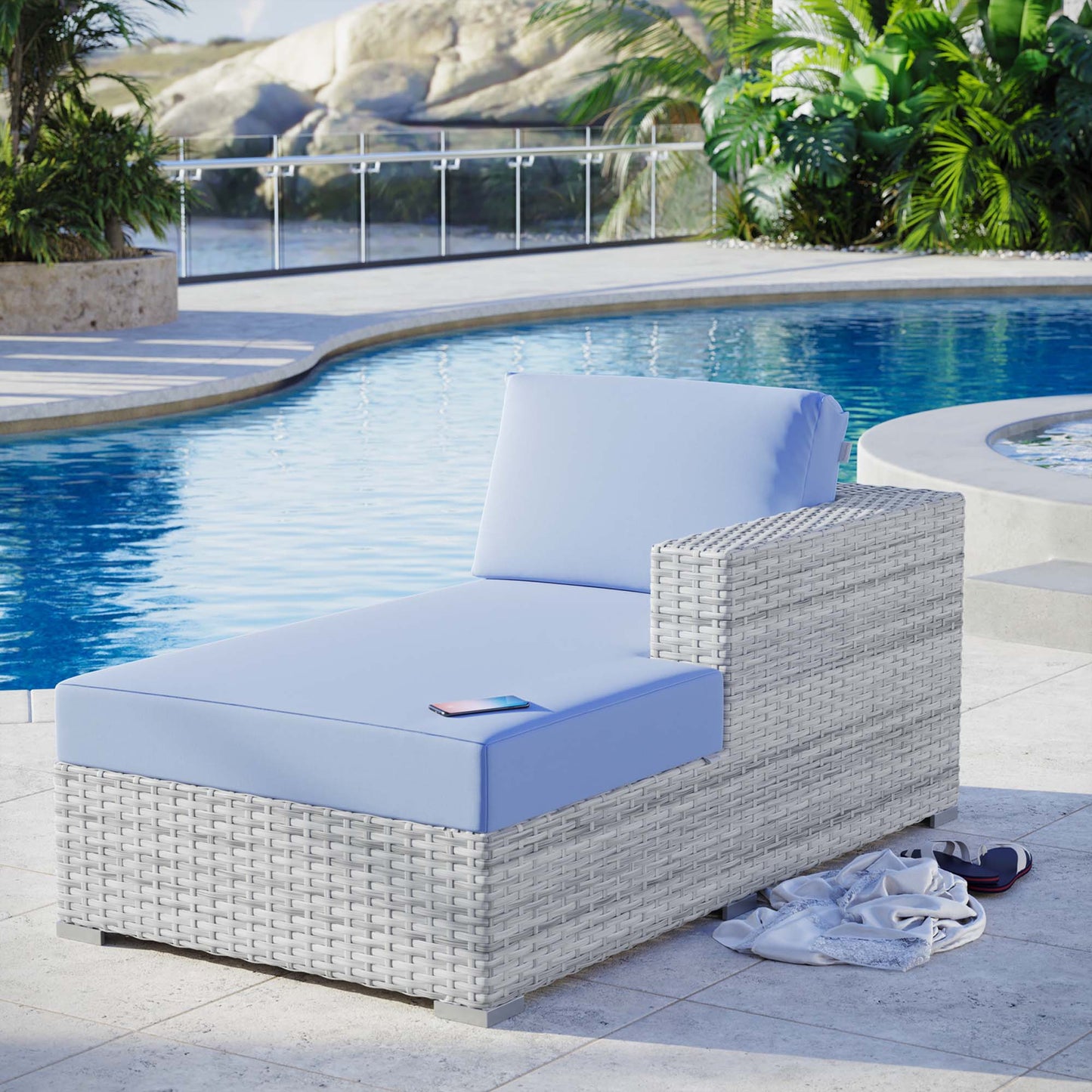 Modway Furniture Convene Outdoor Patio Right Chaise - EEI-4304-LGR-CHA