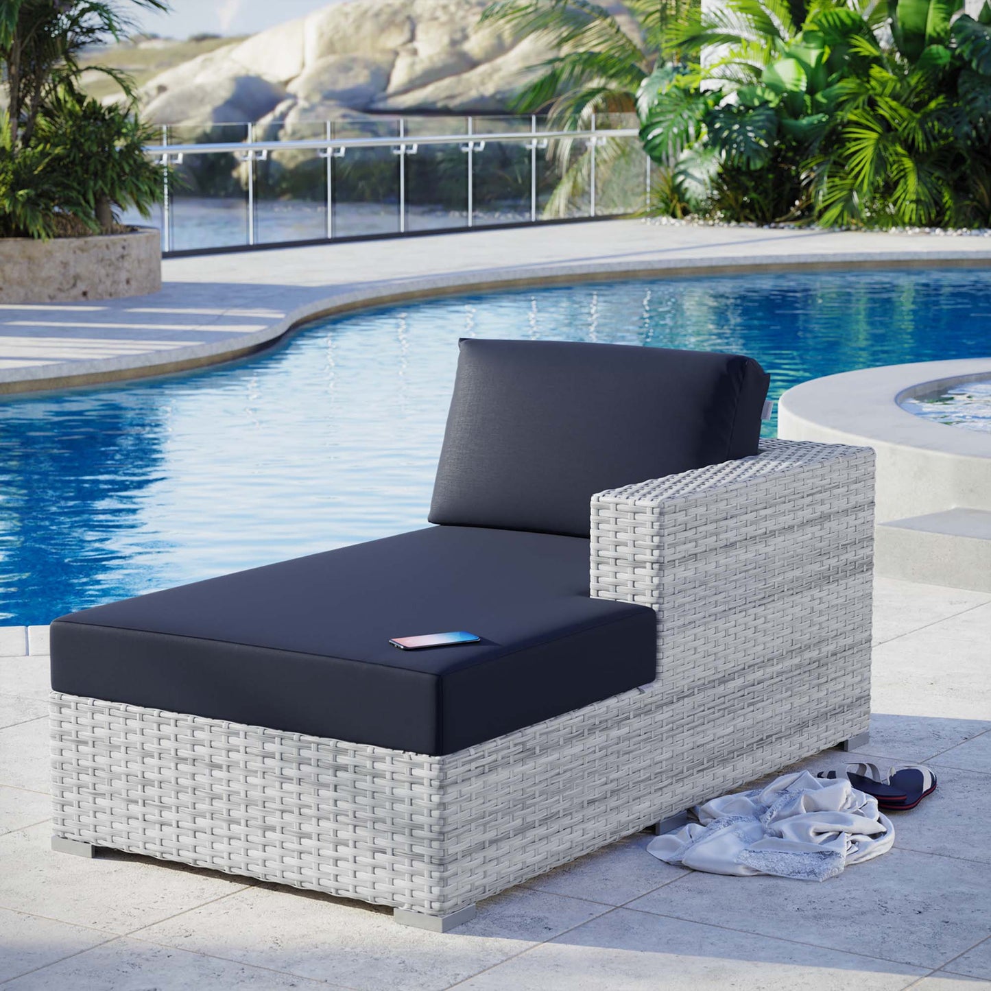 Modway Furniture Convene Outdoor Patio Right Chaise - EEI-4304-LGR-CHA