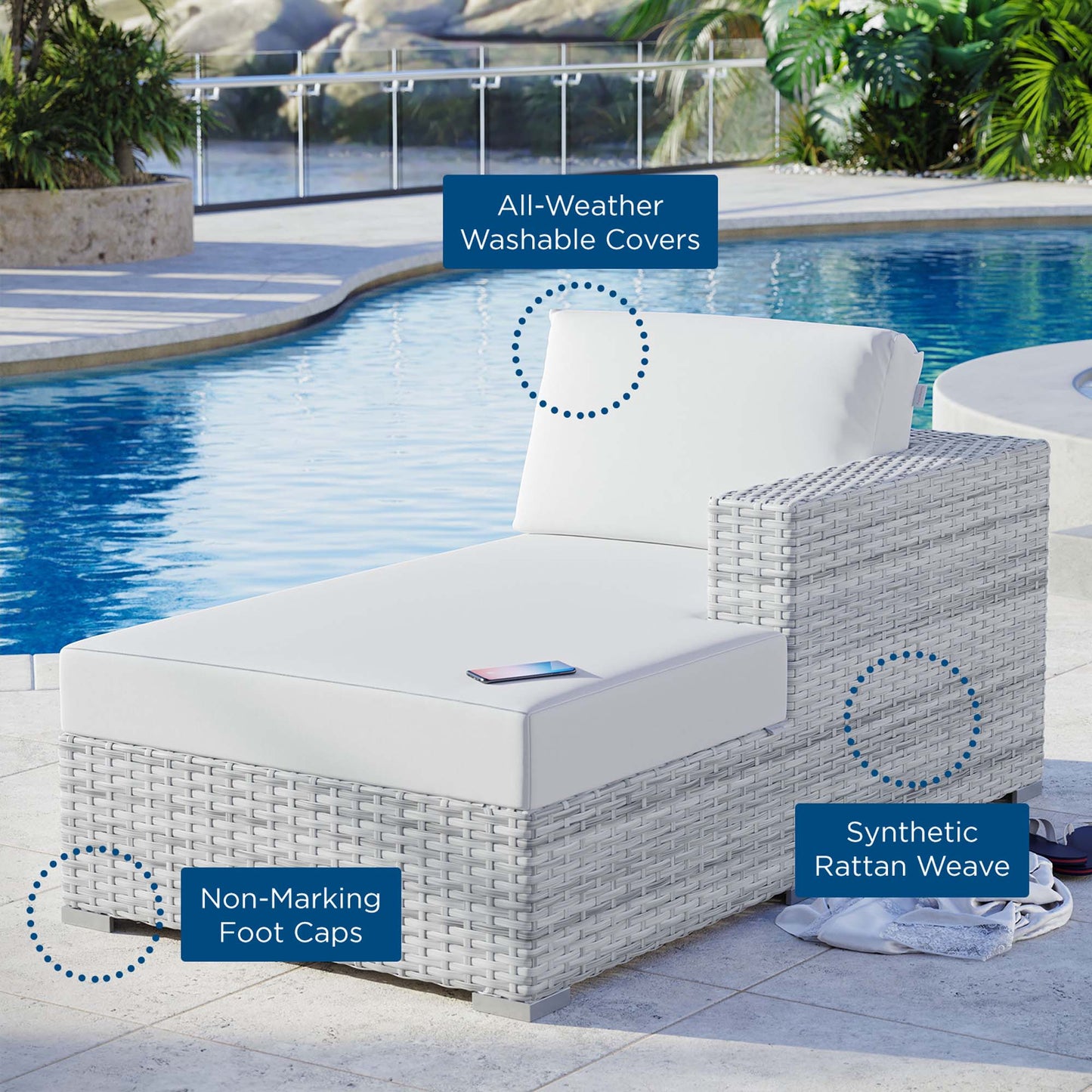 Modway Furniture Convene Outdoor Patio Right Chaise - EEI-4304-LGR-CHA