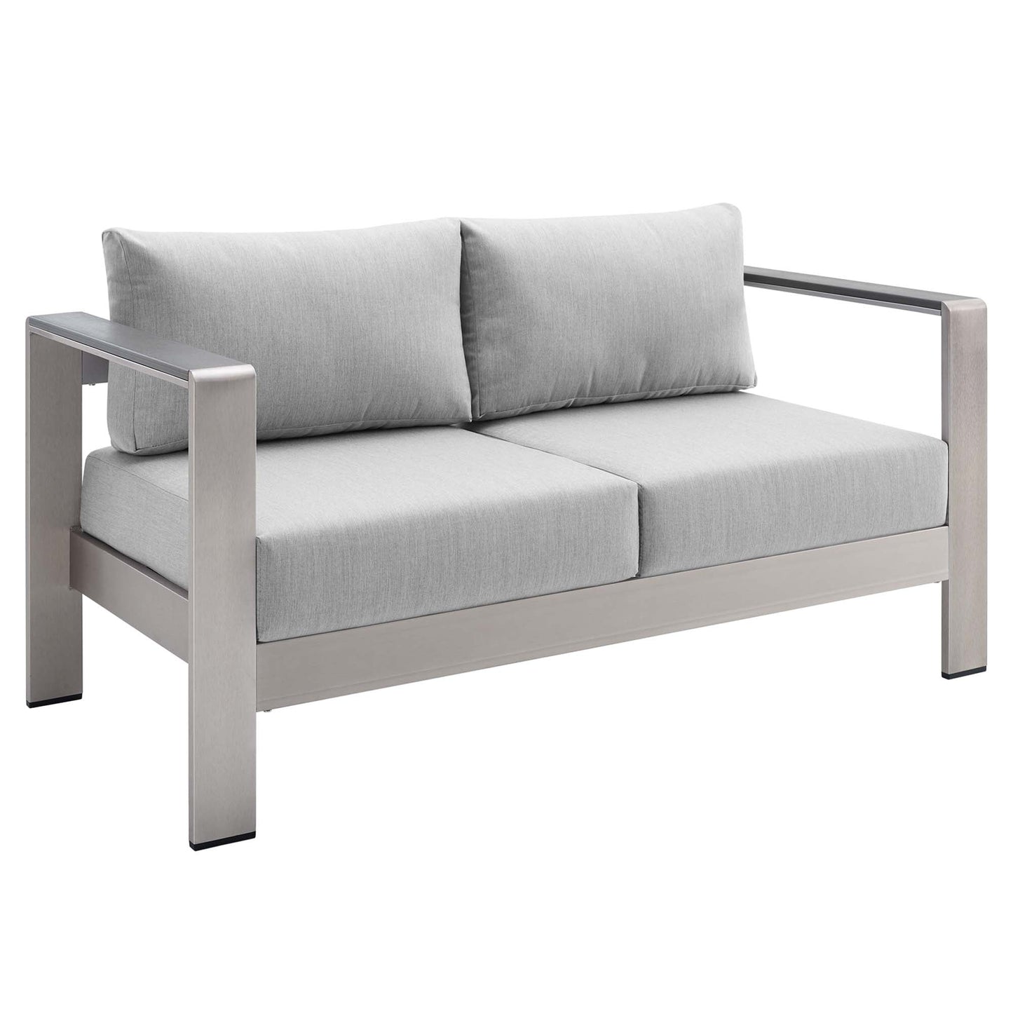 Modway Furniture Shore Sunbrella Fabric Outdoor Patio Aluminum 3 Piece Set by Modway - EEI-4313-SLV-GRY-SET