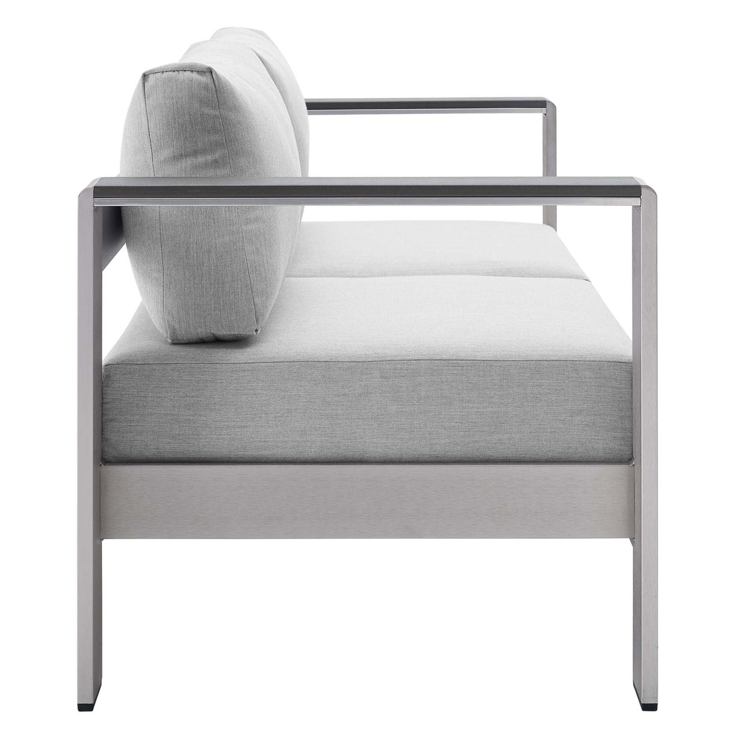 Modway Furniture Shore Sunbrella Fabric Outdoor Patio Aluminum 3 Piece Set by Modway - EEI-4313-SLV-GRY-SET