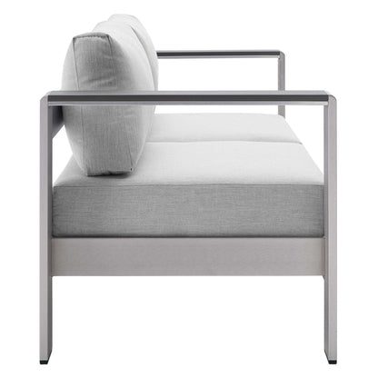 Modway Furniture Shore Sunbrella Fabric Outdoor Patio Aluminum 3 Piece Set by Modway - EEI-4313-SLV-GRY-SET