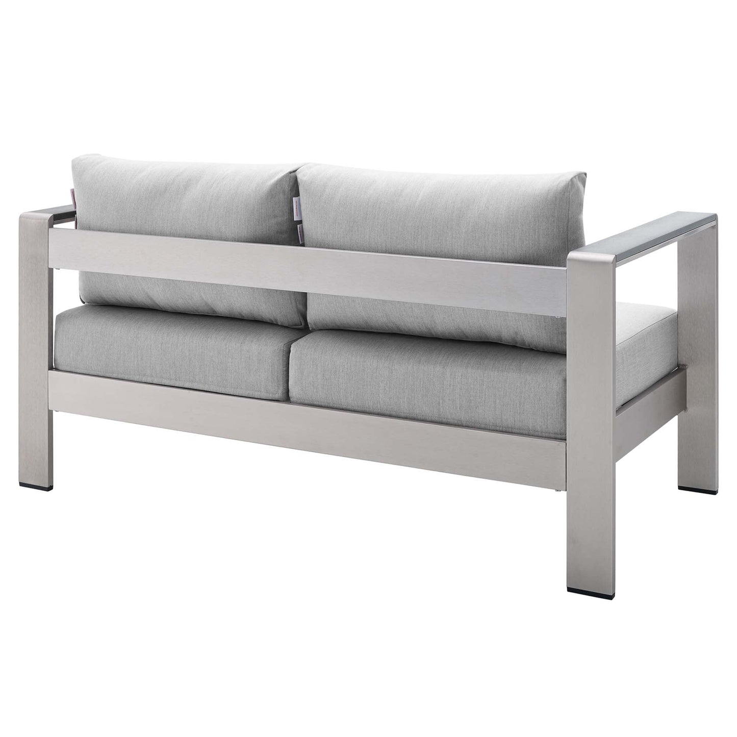 Modway Furniture Shore Sunbrella Fabric Outdoor Patio Aluminum 3 Piece Set by Modway - EEI-4313-SLV-GRY-SET