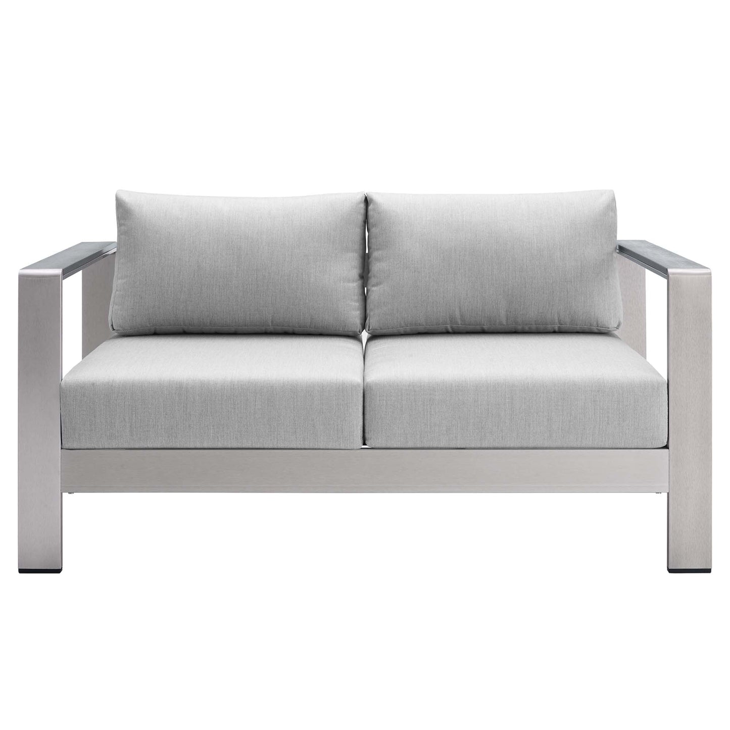 Modway Furniture Shore Sunbrella Fabric Outdoor Patio Aluminum 3 Piece Set by Modway - EEI-4313-SLV-GRY-SET