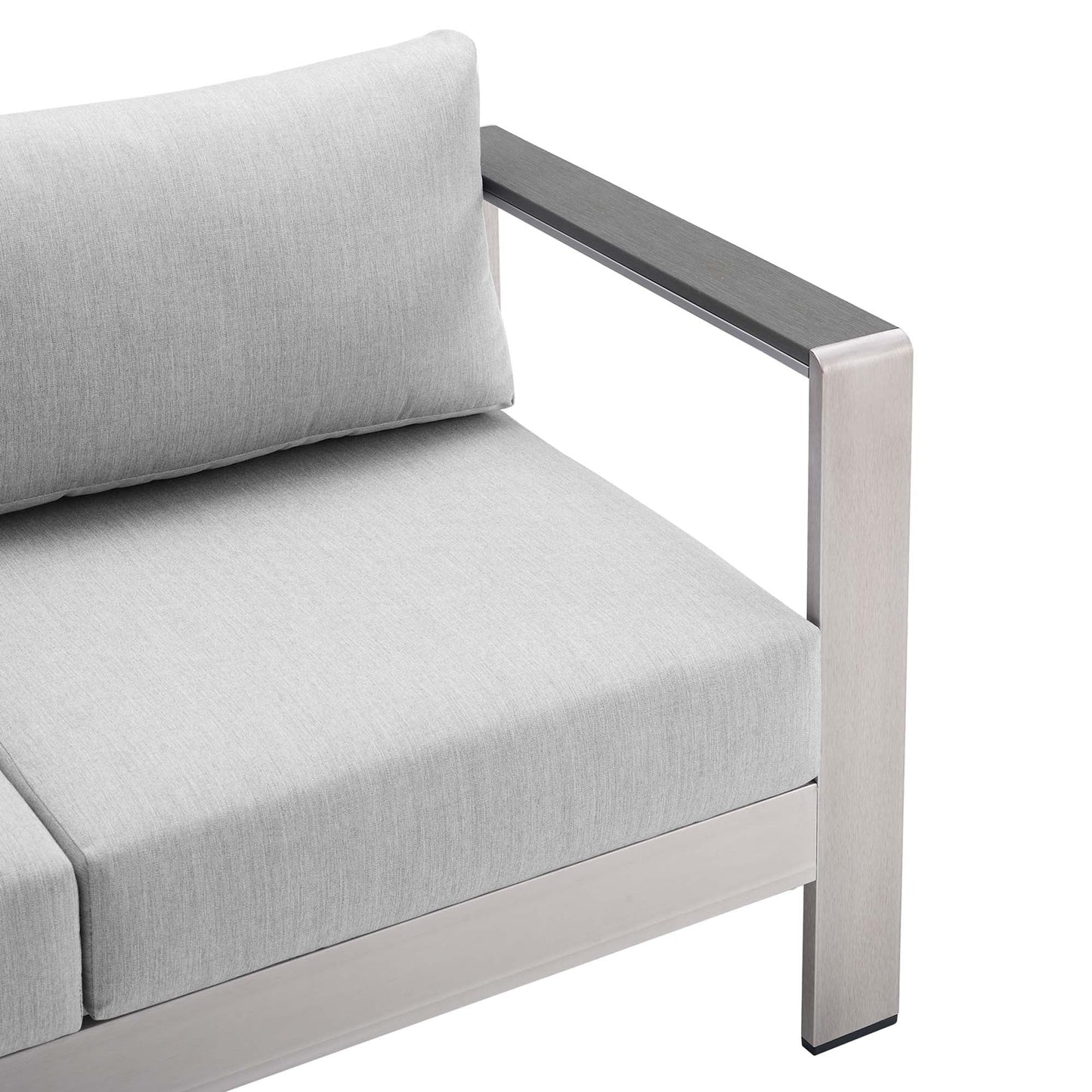 Modway Furniture Shore Sunbrella Fabric Outdoor Patio Aluminum 3 Piece Set by Modway - EEI-4313-SLV-GRY-SET