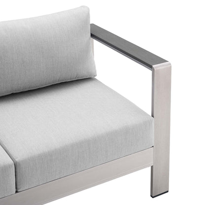 Modway Furniture Shore Sunbrella Fabric Outdoor Patio Aluminum 3 Piece Set by Modway - EEI-4313-SLV-GRY-SET
