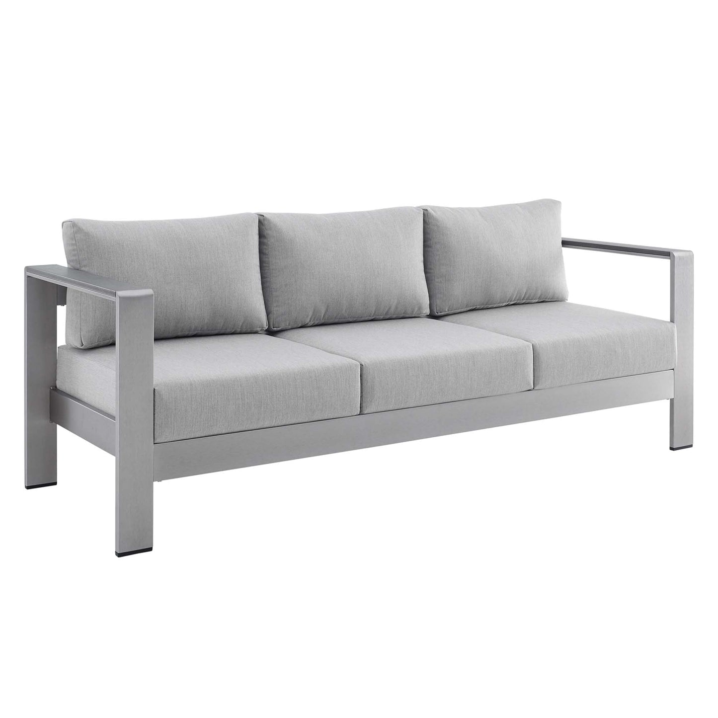 Modway Furniture Shore Sunbrella Fabric Outdoor Patio Aluminum 3 Piece Set by Modway - EEI-4313-SLV-GRY-SET