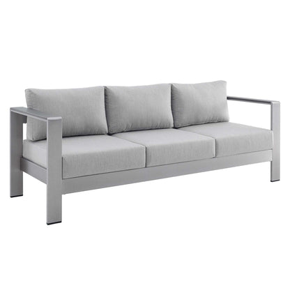 Modway Furniture Shore Sunbrella Fabric Outdoor Patio Aluminum 3 Piece Set by Modway - EEI-4313-SLV-GRY-SET