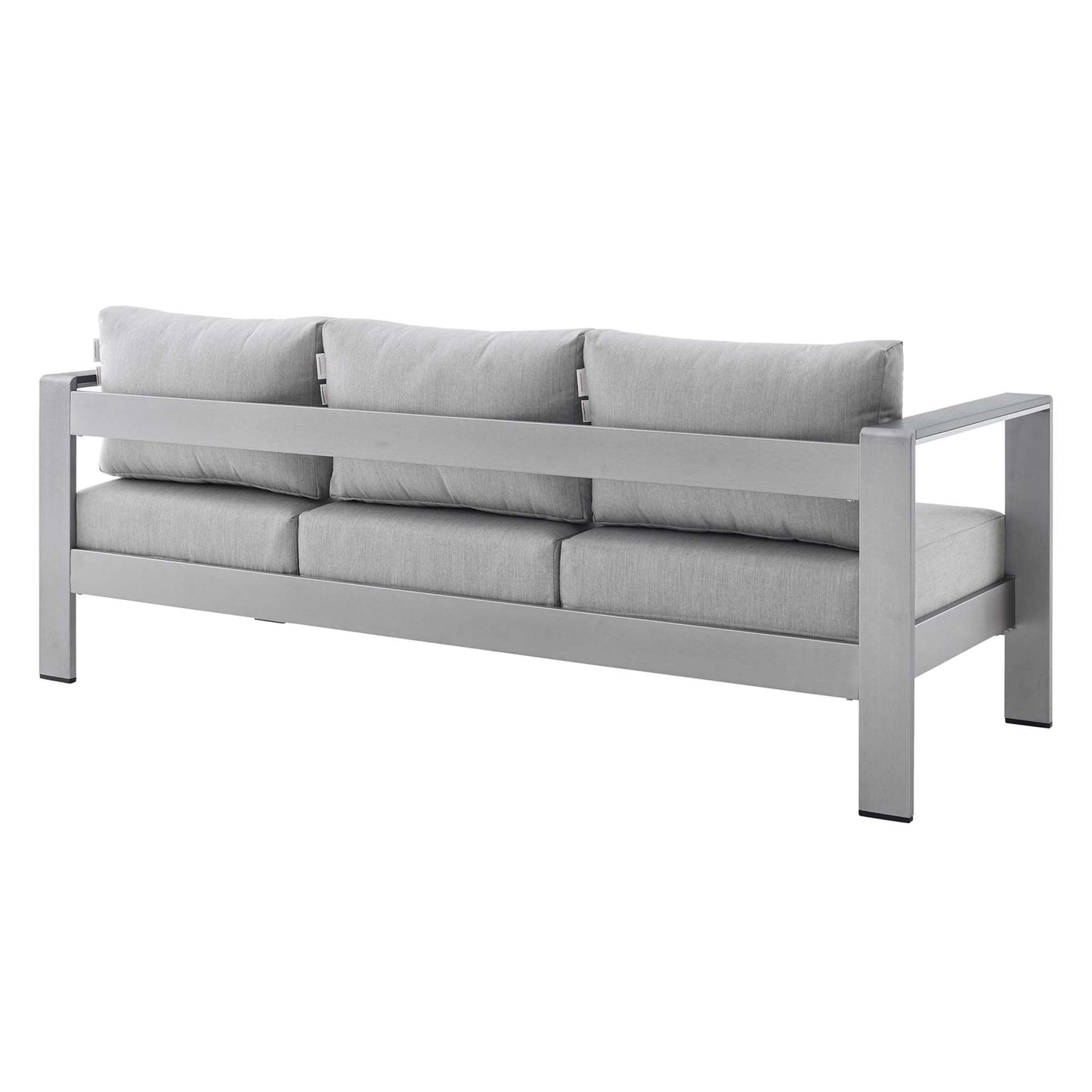 Modway Furniture Shore Sunbrella Fabric Outdoor Patio Aluminum 3 Piece Set by Modway - EEI-4313-SLV-GRY-SET