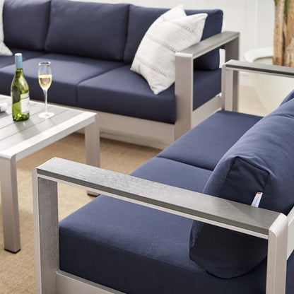 Modway Furniture Shore Sunbrella Fabric Outdoor Patio Aluminum 3 Piece Set by Modway - EEI-4313-SLV-GRY-SET