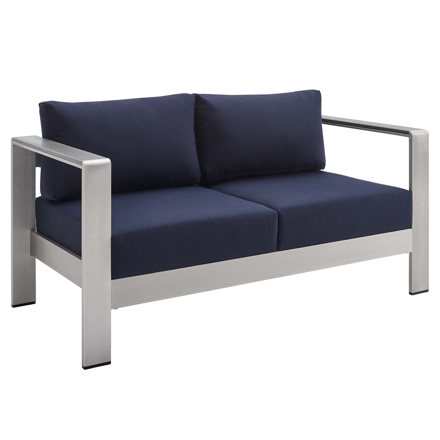 Modway Furniture Shore Sunbrella Fabric Outdoor Patio Aluminum 3 Piece Set by Modway - EEI-4313-SLV-GRY-SET